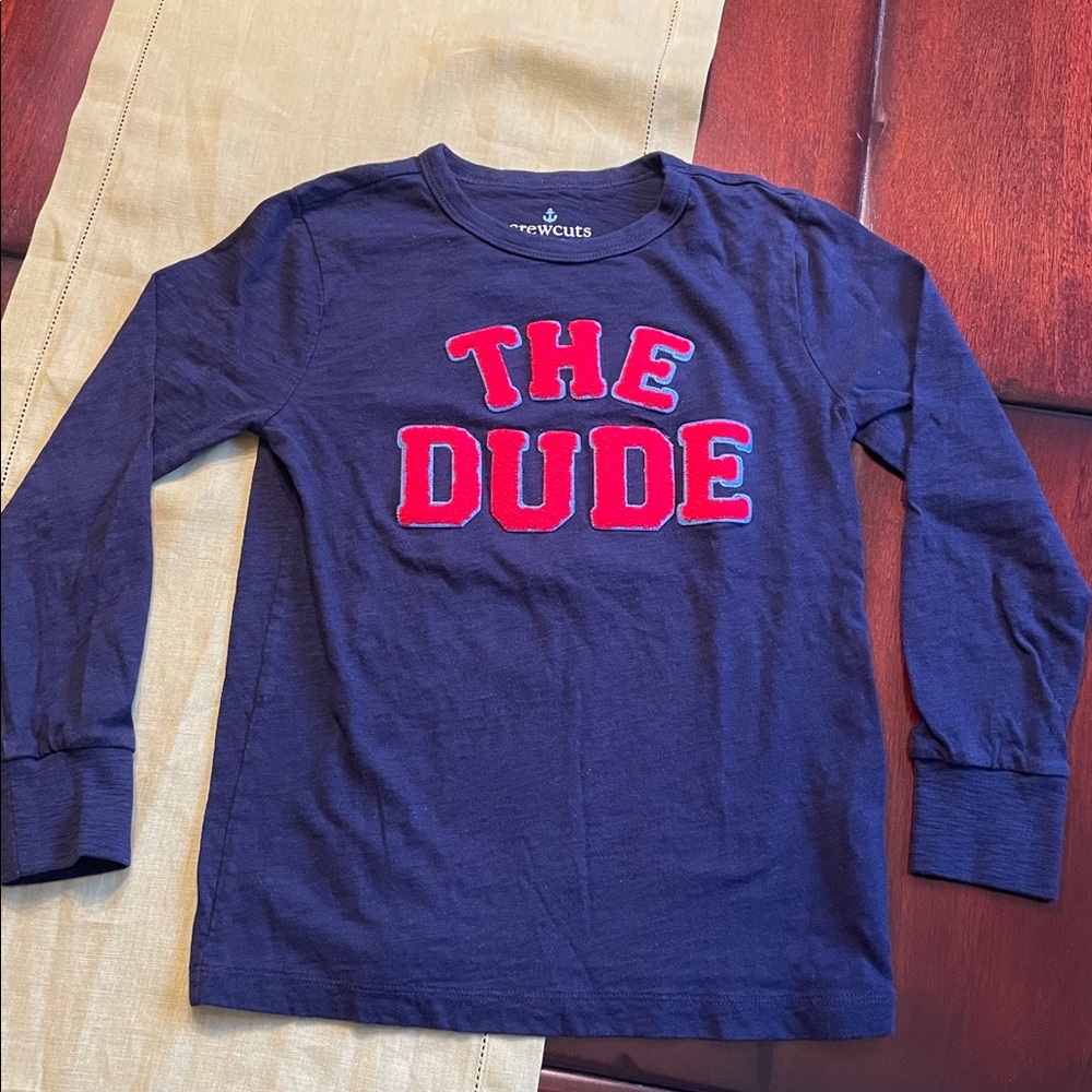 Crewcuts Navy Long Sleeve Shirt with Red 'The Dude'